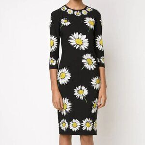 Dolce & Gabbana Silk Sunflower Sheath Dress